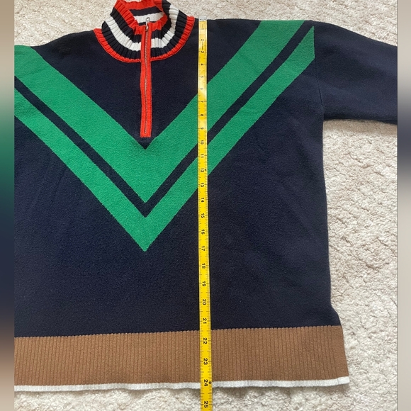 Maeve Navy & Green Chevron Half-Zip Sweater Size M - Picture 7 of 12
